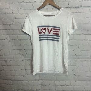 White Graphic Tee with Love Design